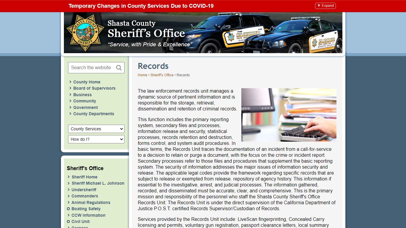 Shasta County Sheriff - Records